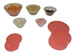 12 Wholesale 5 Piece Bevelled Glass Bowl Set With Lids