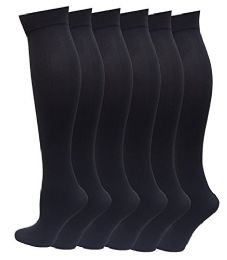 6 Pairs Pack Women Knee High Trouser Socks Opaque Stretchy Spandex (many Colors) (dark Gray)