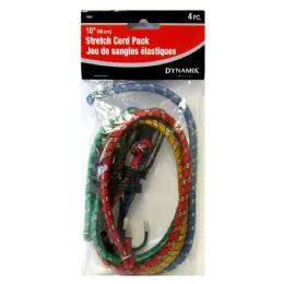 72 Pieces 4 Piece. 18" Stretch Cord Pack - Bungee Cords