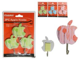 144 Wholesale 3 Piece Apple Adhesive Hooks