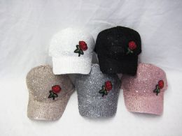 24 Pieces Womens Metallic Sequins With Rose - Sun Hats