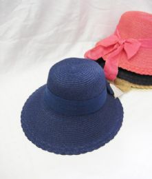 36 Wholesale Womens Straw Summer Hat With Ribbon Bow