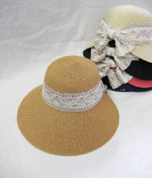 36 Pieces Womens Fashion Summer Hat With Lace Ribbon - Sun Hats