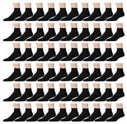 60 Pairs Yacht & Smith Kid's Black Quarter Ankle Socks - Size 4-6 - Boys Ankle Sock
