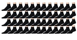 48 Pairs Yacht & Smith Kids Cotton Quarter Ankle Socks In Black Size 6-8 - Boys Ankle Sock