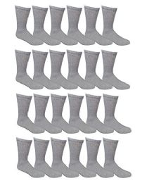 24 Wholesale Yacht & Smith Men's Cotton Crew Socks Gray Size 10-13