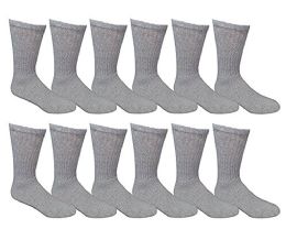 12 Wholesale Yacht & Smith Men's Cotton Crew Socks Gray Size 10-13