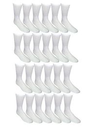 24 Wholesale Yacht & Smith Kids Cotton Crew Socks White Size 4-6