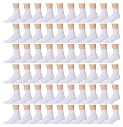 60 Wholesale Yacht & Smith Men's Cotton Sport Ankle Socks Size 10-13 Solid White