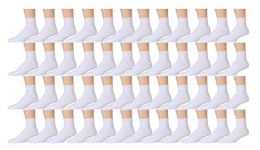48 Wholesale Yacht & Smith Kids Cotton Quarter Ankle Socks In White Size 4-6