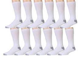 12 of Yacht & Smith Men's Cotton Athletic White With Gray Heel/toe Crew Socks