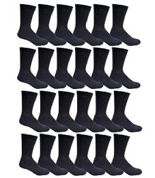 24 Wholesale Yacht & Smith Women's Cotton Crew Socks Black Size 9-11