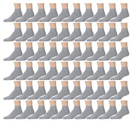 60 Bulk Yacht & Smith Men's Cotton Sport Ankle Socks Size 10-13 Solid Gray