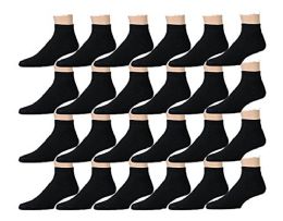 24 Wholesale Yacht & Smith Kids Cotton Quarter Ankle Socks In Black Size 4-6