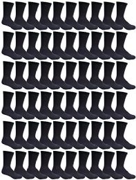 60 Wholesale Yacht & Smith Men's Cotton Athletic Terry Cushioned Black Crew Socks