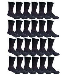 24 Wholesale Yacht & Smith Men's Cotton Terry Cushioned King Size Crew Socks