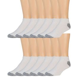 Yacht & Smith Mens No Show Cotton Ankle Socks,white Gray Heel And Toe