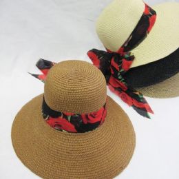 36 Wholesale Womens Summer Sun Hat With Floral Ribbon
