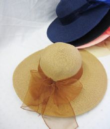 36 Wholesale Womens Summer Sun Hat With Ribbon