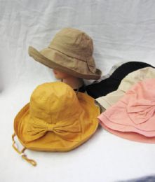 24 Wholesale Womens Summer Sun Hat With Bow