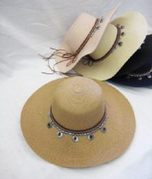 36 Wholesale Womens Summer Sun Hat With Trinkets