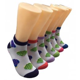 480 Pairs Women's Heart Printed Low Cut Ankle Socks - Womens Ankle Sock