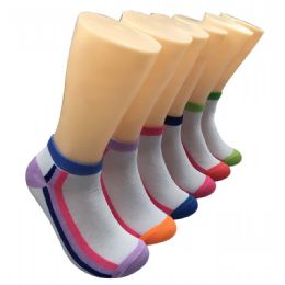 480 Wholesale Women's Long Striped Low Cut Ankle Socks