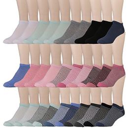 Yacht & Smith Womens 9-11 No Show Ankle Socks Assorted Prints, Solid Pastels