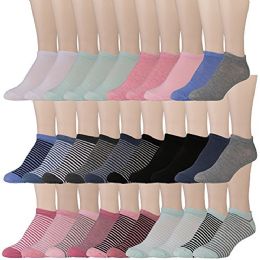 Yacht & Smith Womens 9-11 No Show Ankle Socks Assorted Prints, Assorted Solids
