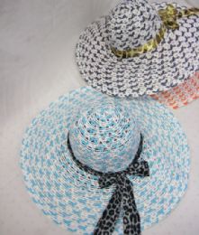 36 Pieces Womens Summer Straw Hat With Cheetah Ribbon - Sun Hats