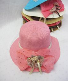 36 Wholesale Womens Summer Straw Hat With Bow And Flower