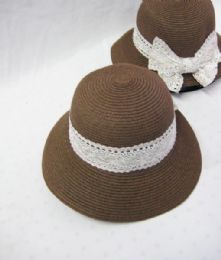 36 Pieces Womens Summer Straw Hat With White Ribbons - Sun Hats