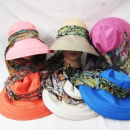 24 Wholesale Womens Summer Sun Hat With Printed Ribbon