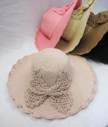 24 Wholesale Womens Knitted Sun Hat With Bow