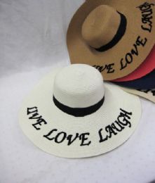 24 Wholesale Womens Summer Sun Hat"live Love Laugh"
