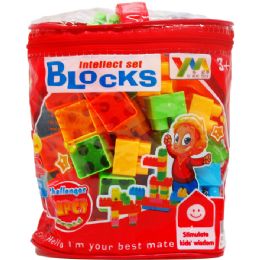 24 Wholesale 52pc Assrt Colored Blocks In Pegable Zip Bag