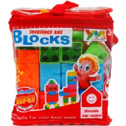 24 Wholesale 28pc Assorted Colored Blocks In Pegable Zippered Bags