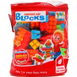 12 Pieces 90 Pc Assrt Colored Blocks In Pegable Zip Bag - Toy Sets