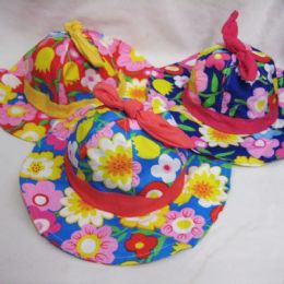 48 Wholesale Girls Summer Sun Hat Floral