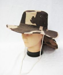 24 Pieces Men's Cowboy Fishing Safari Boonie Hat In Camo Khaki - Cowboy & Boonie Hat