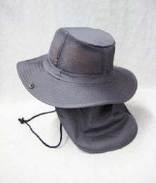 24 Pieces Men's Mesh Boonie / Hiking Hat In Grey - Cowboy & Boonie Hat