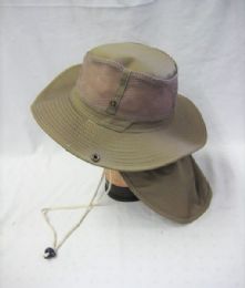 24 Pieces Mens Net Boonie Hiker /fisher Hat In Khaki - Cowboy & Boonie Hat