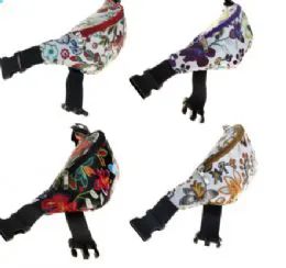 24 Pieces Fanny Packs In 4 Assorted Flower Prints (dimensions: 15 X 5 X 3) - Fanny Pack