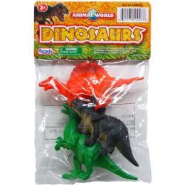 72 Wholesale 3pc 5" Toy Dinosaurs In Pvc Bag W/ Header, 2 Assorted