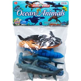 24 Wholesale 6pc 7" Ocean Toy Sharks In Pvc Bag W/ Header