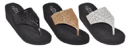 36 of Womens Assorted Color Flip Flop Wedge