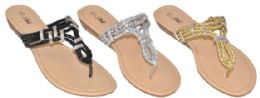 36 Wholesale Womens Assorted Color Sandal Rope And Rhinestone