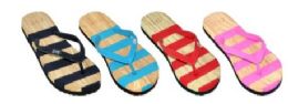48 Wholesale Women's Assorted Stripe Color Flip Flop