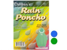 72 Wholesale Children's Hooded Rain Poncho