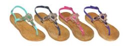36 Wholesale Girls Assorted Color Flip Flops With Rhinestones